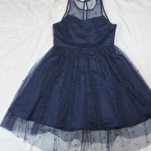 RARE EDITIONS NEW Fancy Dress NAVY BLUE Sleeveless Size 12 NWT